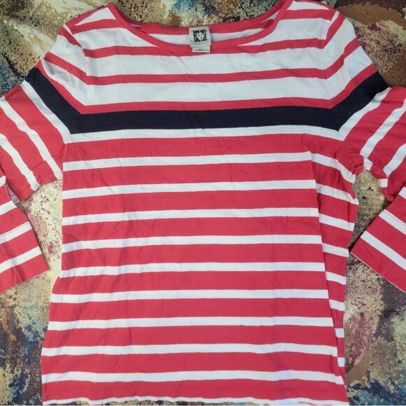 Anne Klein Red and White Striped Blouse - Picture 5 of 12